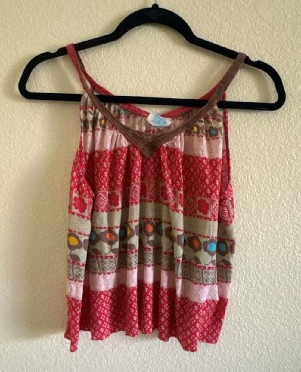 Free People Patchwork Floral Print Viscose Camisole Tank Top Size M